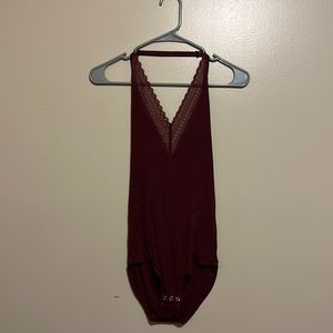 American Eagle- Maroon halter body suit- Size small
